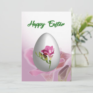 Carte de Pâques joyeuse avec œuf et fleur aquarell