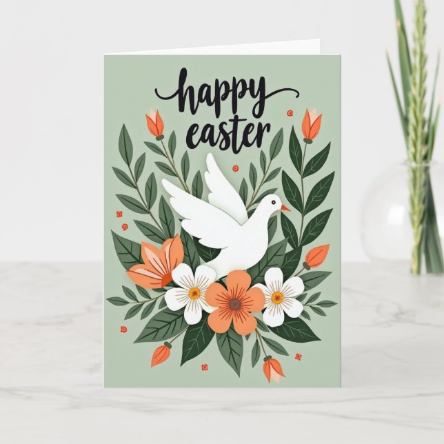 Carte de Pâques Joyeuse avec Oiseau (Devant)