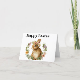 Carte de Pâques joyeuse avec un lapin mignon aquar