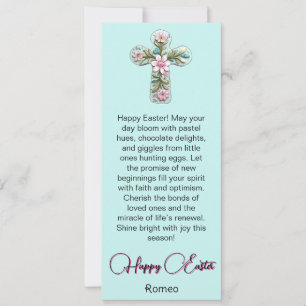 Carte de Pâques Joyeuse Croix Florale Rose