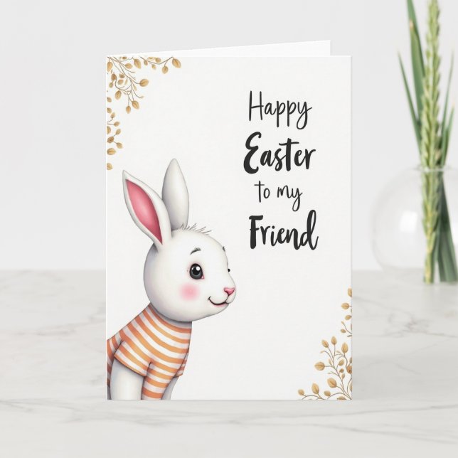 Carte de Pâques Joyeuse Lapin Ami (Devant)