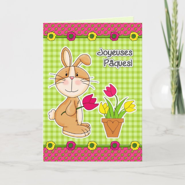 Carte de Pâques Joyeuses Pâques en français (Devant)