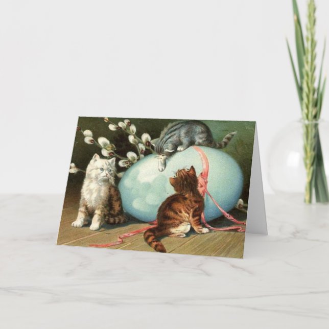 Carte de Pâques Kittens victorienne (Devant)