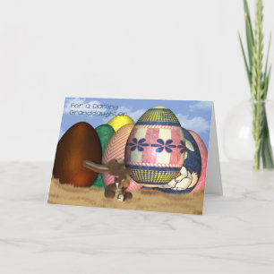 Carte de Pâques lapin et chiot Grandgirl Pâques