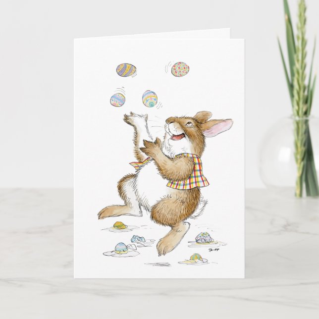 Carte de Pâques Lapin Jongleur (Devant)
