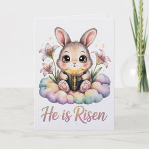 Carte de Pâques Lapin Kawaii Il Est Ressuscité Mi
