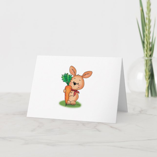 Carte de Pâques mignonne de lapin avec la carte (Devant)