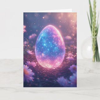 Carte de Pâques Œuf de Néon Holographique