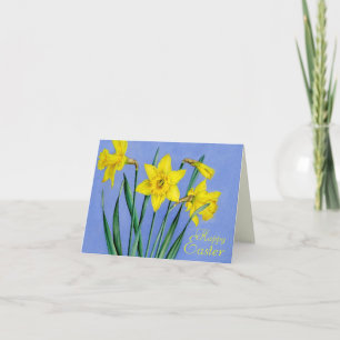 Carte de Pâques peinte par jaune de jonquilles