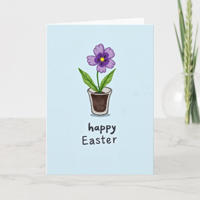 Carte de Pâques Pot de Fleurs (Devant)