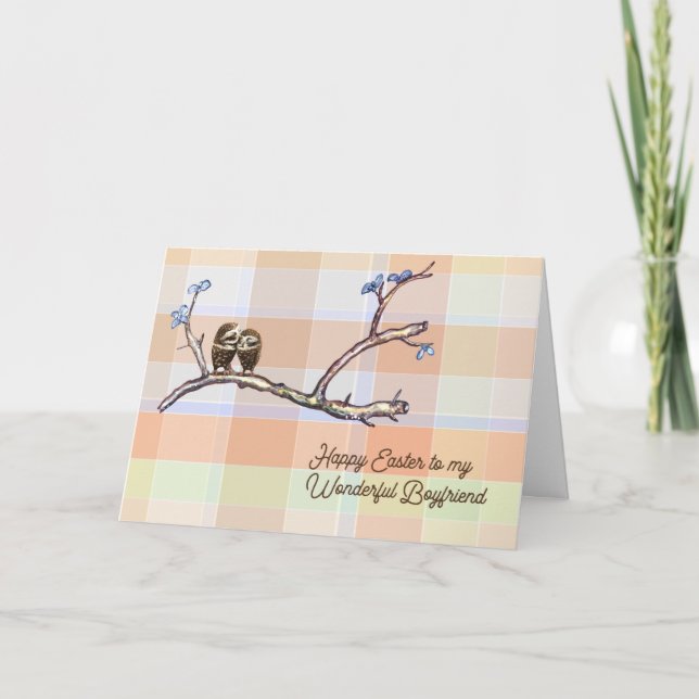 Carte de Pâques pour copain avec hibou (Devant)