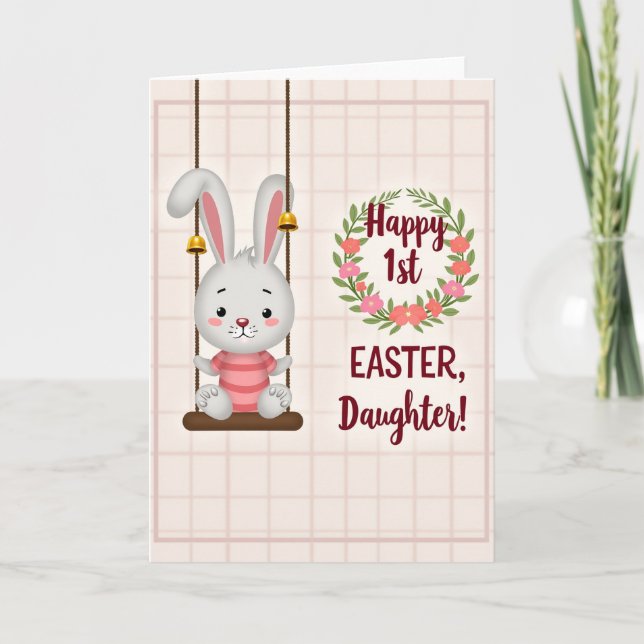 Carte de Pâques pour fille avec lapin (Devant)