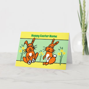 Carte de Pâques pour les lapins et les jonquilles
