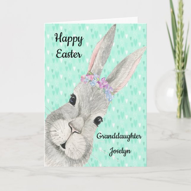 Carte de Pâques pour Petite-fille avec Lapin (Devant)