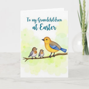 Carte de Pâques pour petits-enfants Oiseaux de pri
