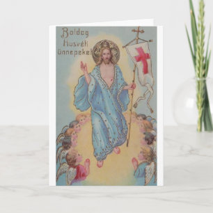 Carte de Pâques religieuse hongroise vintage