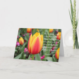 Carte de Pâques Tulip avec Bible Verse (Matthieu 5
