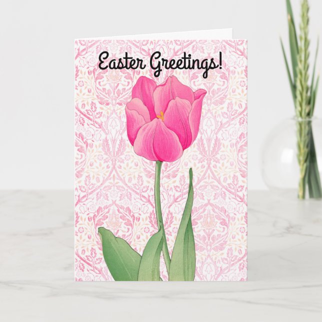Carte de Pâques Tulipe rose vintage (Devant)