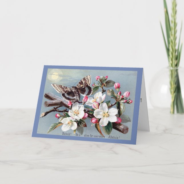 Carte de Pâques Victorienne - Croix Florale (Devant)
