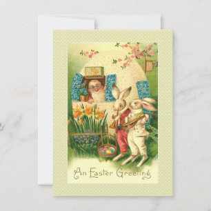 Carte de Pâques Victorienne homme dans Egg House &