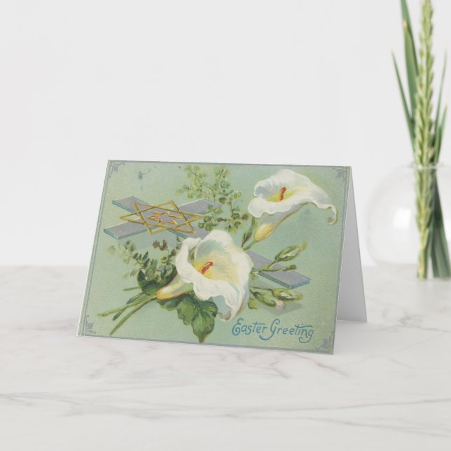 Carte de Pâques vintage Croix Lilly (Devant)