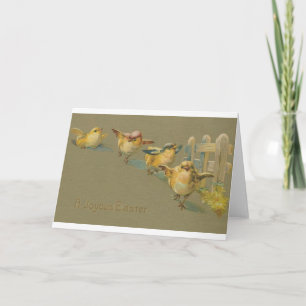 Carte de Pâques vintage de défilé de poussin de