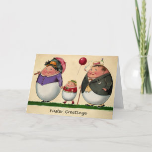Carte de Pâques vintage famille Odd Oeuf