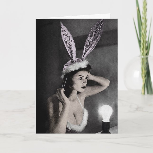 Carte de Pâques vintage fille lapin (Devant)