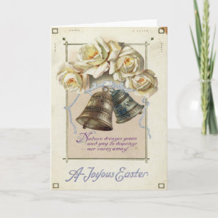 Carte de Pâques vintage Fleurs Jolis Cloches