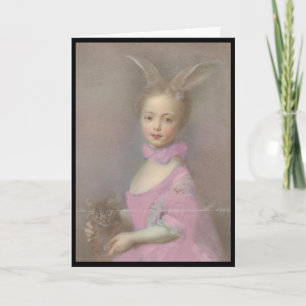 Carte de Pâques vintage jolie fille avec des oreil