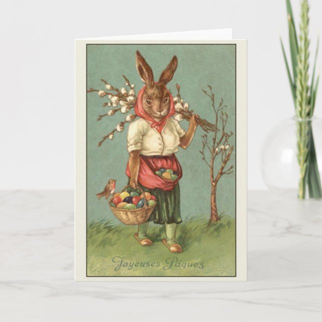 Carte de Pâques vintage Joyeuses Pâques (Devant)