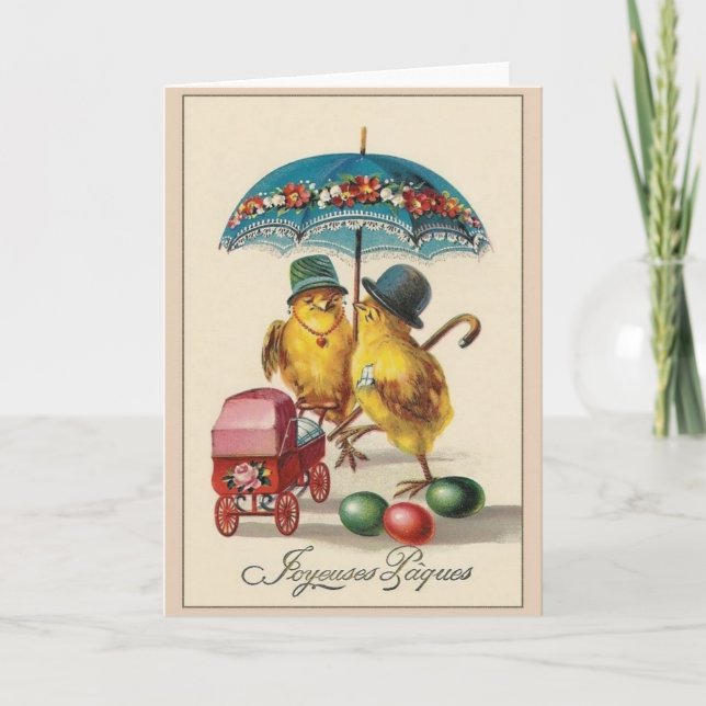 Carte de Pâques vintage Joyeuses Pâques (Devant)