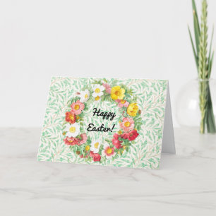 Carte de Pâques Wreath Flower vintage