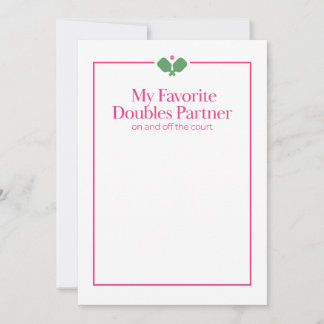 Carte de partenaire de double de pickleball | Rose