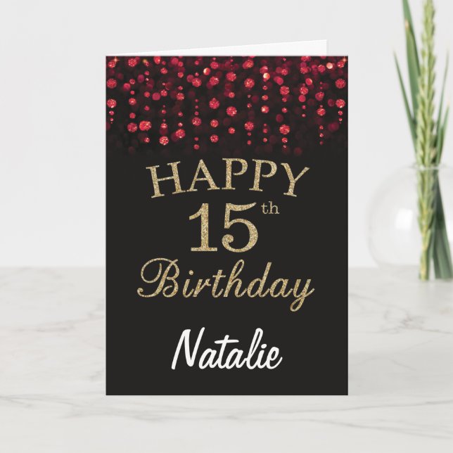 Carte de Parties scintillant Black and Red Gold 15 (Devant)
