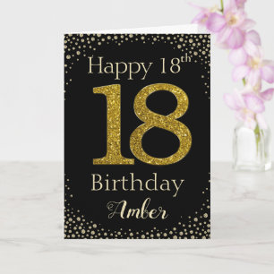 Carte de Parties scintillant d'or 18e anniversaire