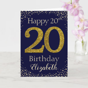 Carte de Parties scintillant d'or 20e anniversaire