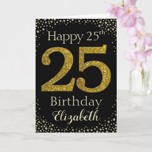Carte de Parties scintillant d'or 25e anniversaire
