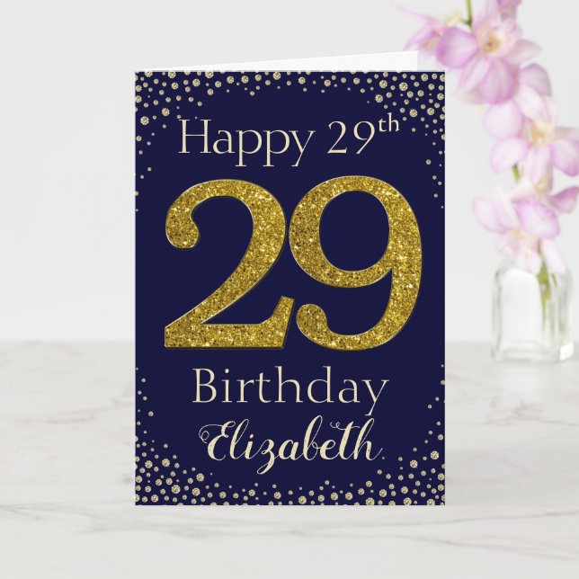 Carte de Parties scintillant d'or 29e anniversaire (Orchidée)