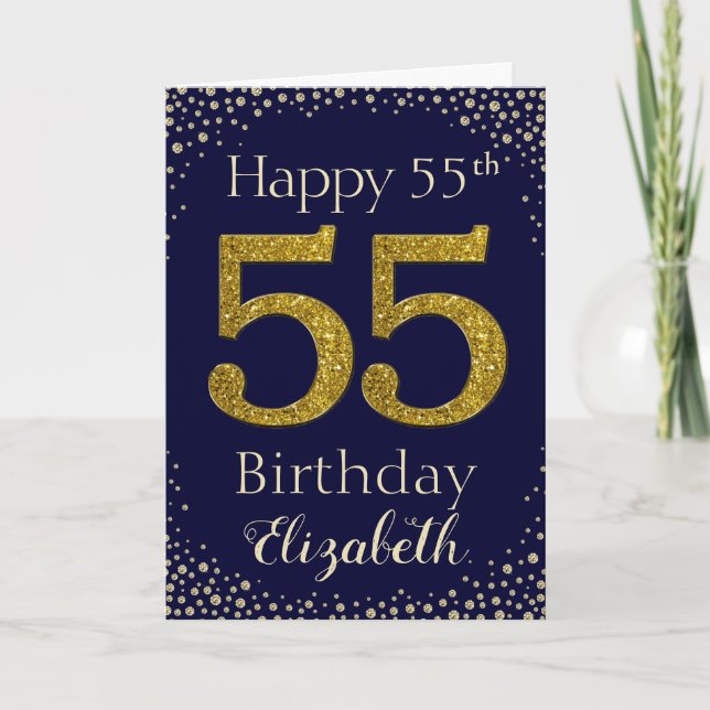 Carte de Parties scintillant d'or 55e anniversaire (Devant)