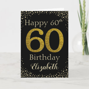 Carte de Parties scintillant d'or 60e anniversaire