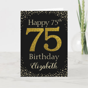 Carte de Parties scintillant d'or 75e anniversaire