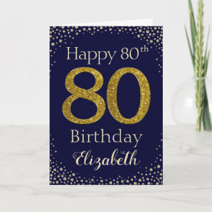 Carte de Parties scintillant d'or 80e anniversaire