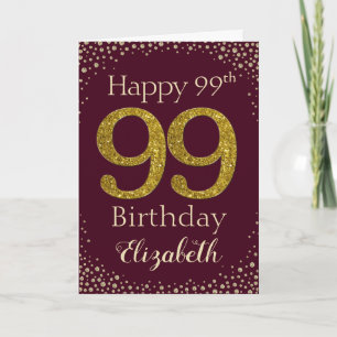 Carte de Parties scintillant d'or 99e anniversaire