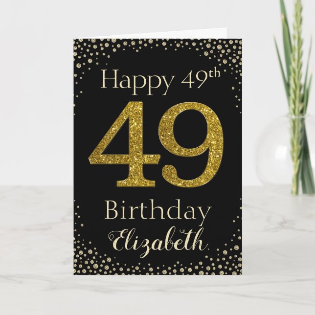 Carte de Parties scintillant d'or du 49e anniversa (Devant)