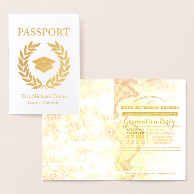 Carte de passeport de fête de remise de diplômes e (Affichage)