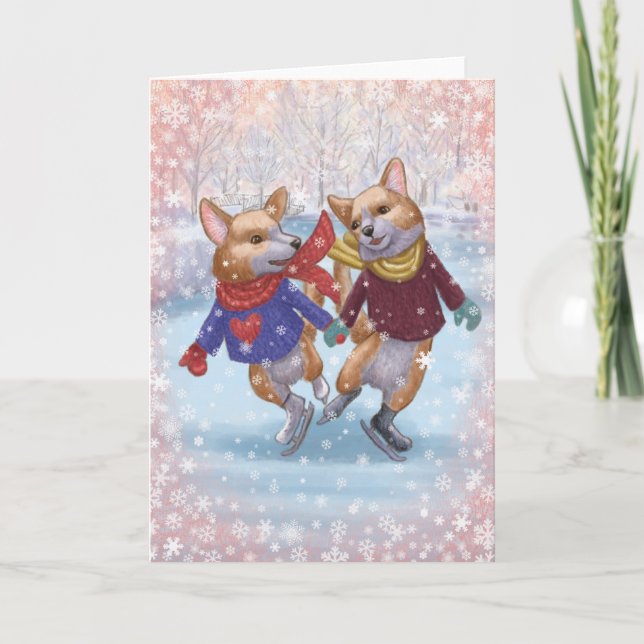 Carte de patinage de Corgis (Devant)