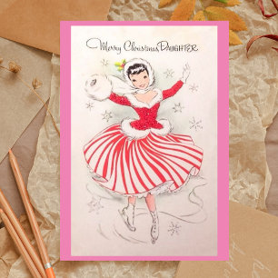 Carte de patinage sur glace de Noël Vintage pour f