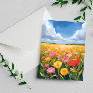 Carte de paysage de champ de fleurs