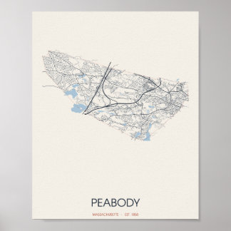 Carte de Peabody Massachusetts Poster
